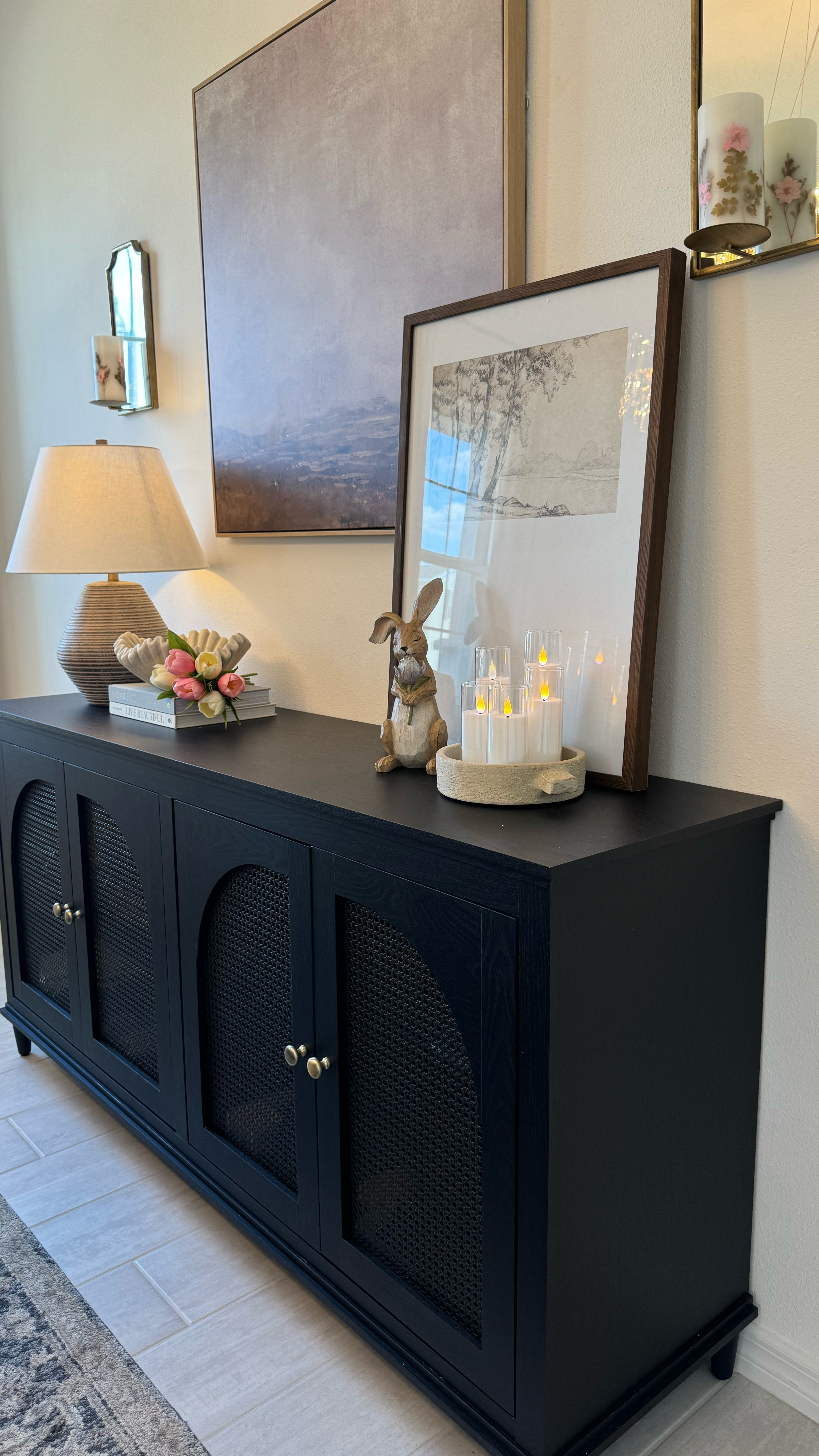 “Bringing Easter charm to the dining room! ✨🌸🐣 This console table is all dressed up for spring with pastel touches, bunnies, and blooms. Who else loves decorating for Easter?

✨🐰🌷

¡Llenando el comedor con encanto de Pascua! ✨🌸🐣 Esta mesa consola está lista para la primavera con tonos pastel, conejitos y flores. ¿A quién más le encanta decorar para Pascua?

#SpringVibes #EasterDecor #DecoraciónDePascua”

#LTKSeasonal #LTKSpringSale #LTKWatchNow