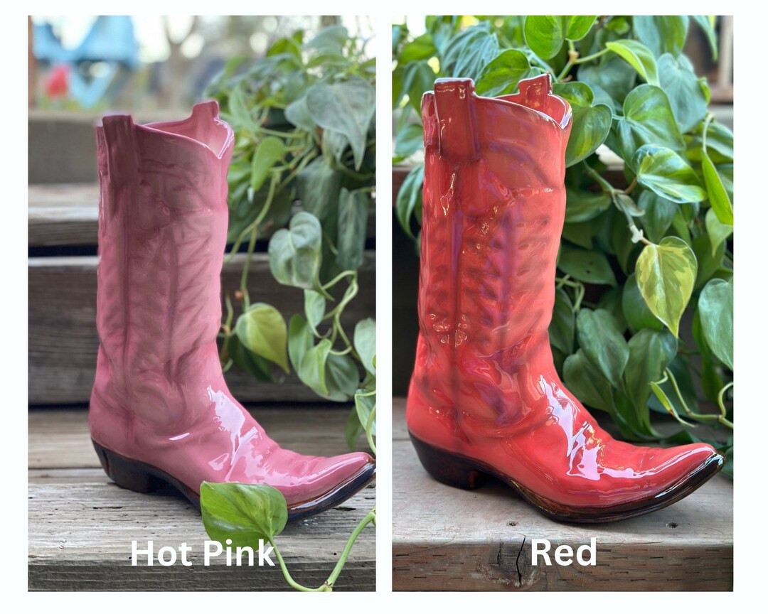 Extra Large 12 Hand Painted or Airbrushed Ceramic Cowboy Boot Vase Planter Home Decor - Etsy | Etsy (US)