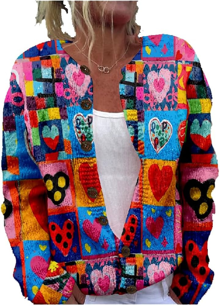 Sweaters for Women Casual Long Sleeve Soft and Comfy Button Down Baggy Slim Fit Knit Heavyweight ... | Amazon (US)