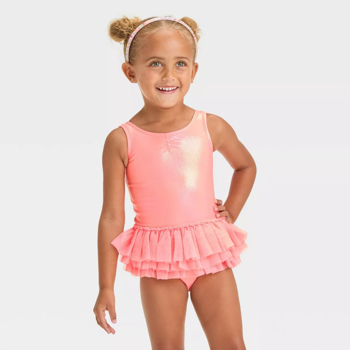 Toddler Girls' Solid Tutu One Piece Swimsuit - Cat & Jack™ Pink | Target