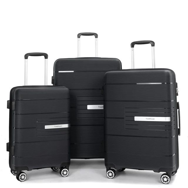 Tripcomp 3 Piece Luggage Sets, Hardside Carry On Luggage, PP case with Two Hooks, Spinner Wheels,... | Walmart (US)