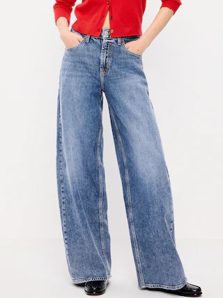 High-Waisted Baggy Wide-Leg Stretch Jeans | Old Navy (US)