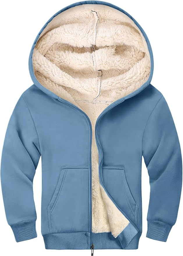 Gihuo Unisex Boy's Girls Winter Warm Sherpa Lined Zip Up Sweatshirt Fleece Jacket Kid's Hoodie Ou... | Amazon (US)