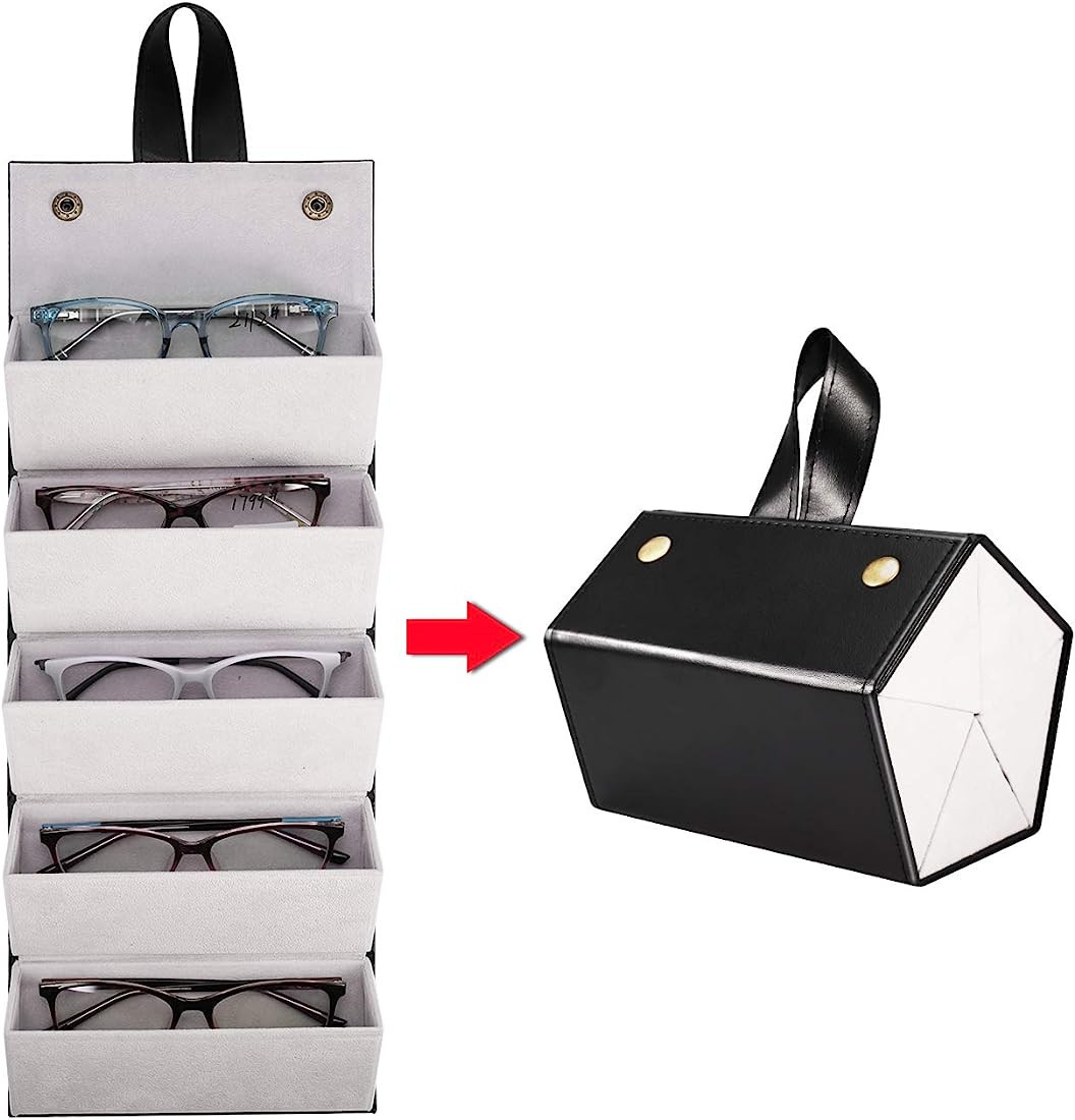 SMARTTOP Sunglass Eyeglass Organizer Collector 5 slot 6 Slot PU Eyeglasses Storage Case Box Multiple | Amazon (US)