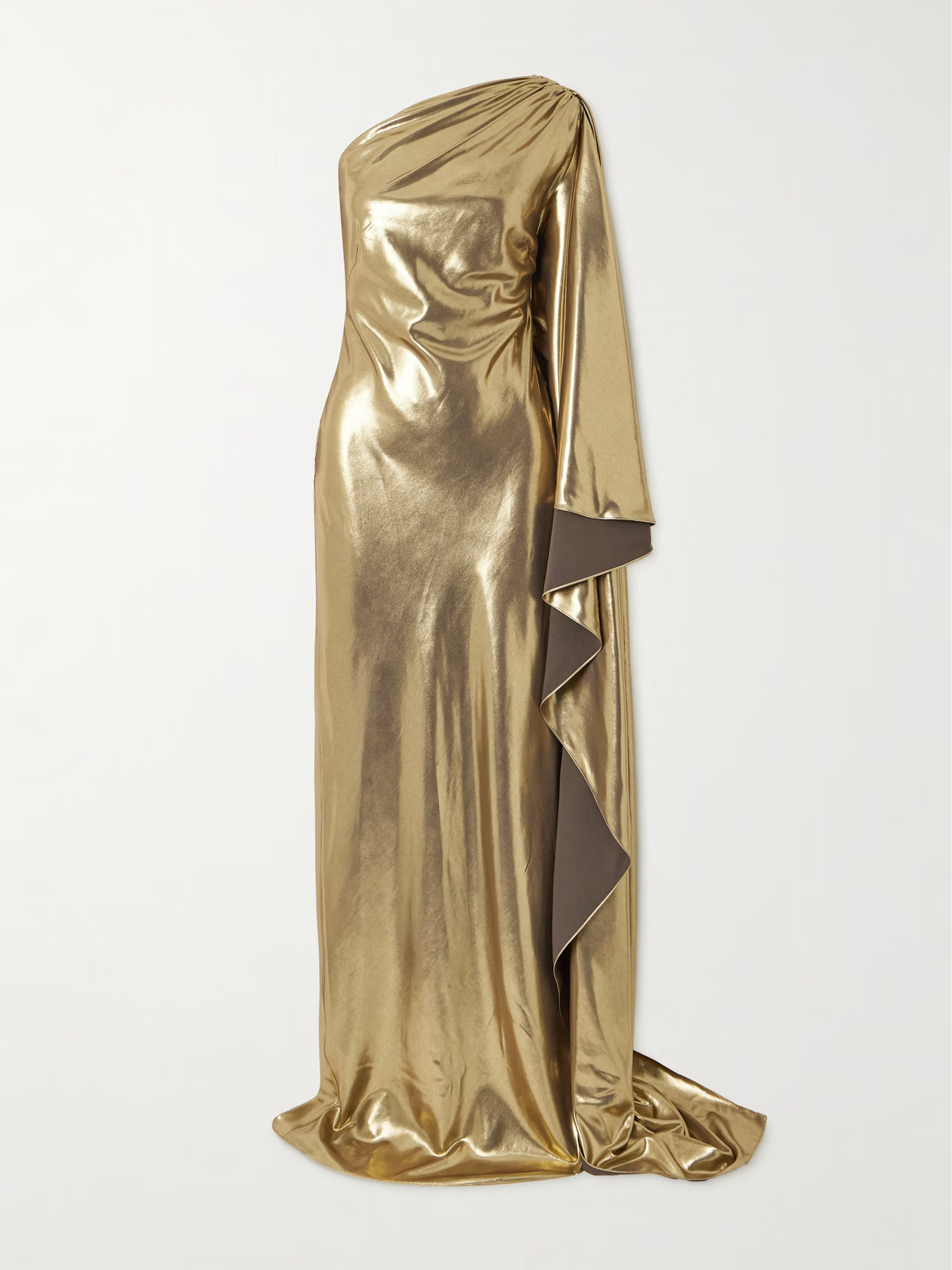 Ralph Lauren Collection - Jackeline One-shoulder Asymmetric Draped Lamé Gown - Gold | NET-A-PORTER (US)