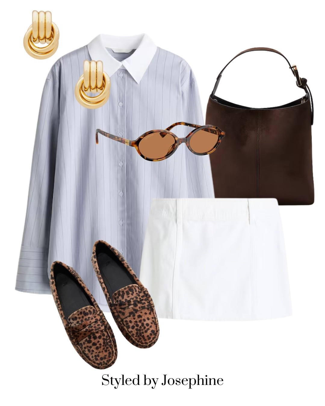 Classic meets bold ✨ A crisp striped shirt layered with a sleek white mini, finished with statement leopard loafers. Effortless chic for weekdays or weekend strolls.

Tags: stripedbuttondown crispwhiteskirt leopardsliponloafers tortoiseshellsunglasses goldhoopearrings darkbrownleatherbag minimalistchic fallstreetstyle elevatedbasics timelessstyle effortlessoutfitidea

#LTKWorkwear #LTKStyleTip #LTKFindsUnder100