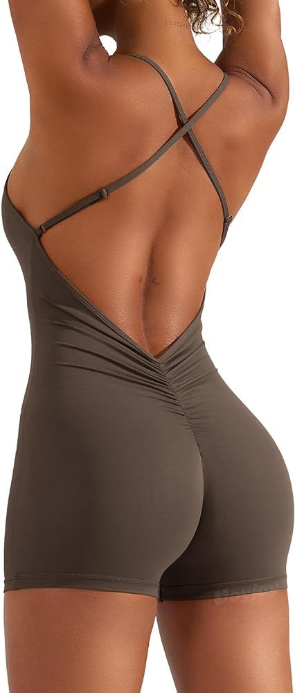 VOYJOY Jumpsuits for Women Tummy Control Backless One Piece Workout Jumpsuits Sleeveless V Back S... | Amazon (CA)