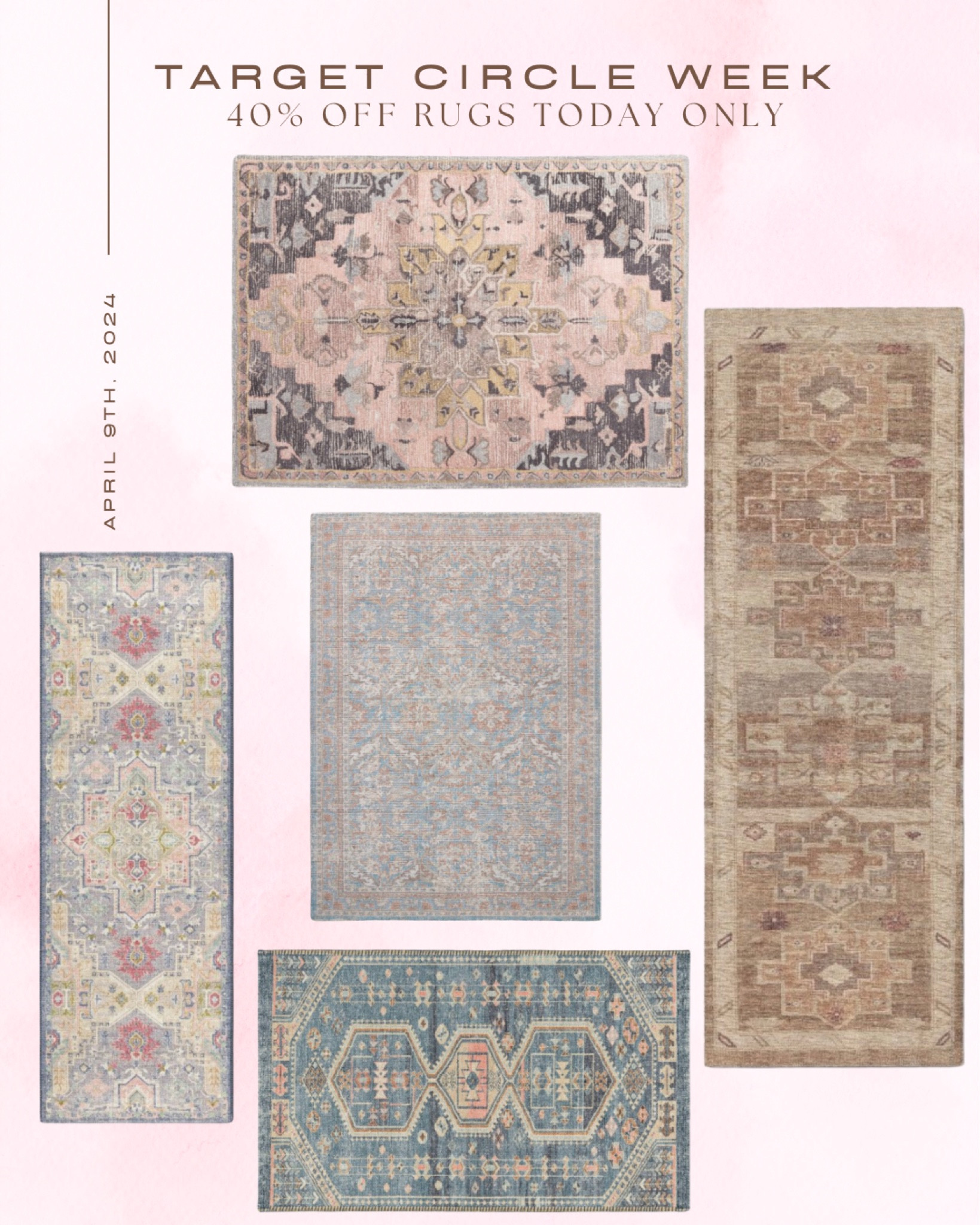 Target Circle Week. Today only, save 40% off rugs! Can’t wait to use some of these options to style our new home! 

#LTKhome #LTKxTarget #LTKsalealert