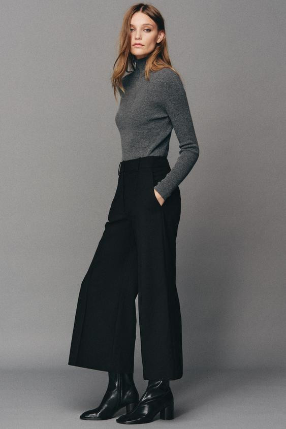 Zara - Zw Collection Cropped Pants - Black - L - Woman | Zara US