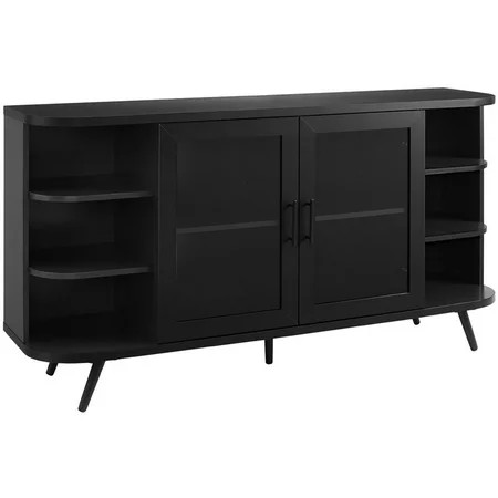 Modern Curved Edge Fluted Glass Door Sideboard in Solid Black | Walmart (US)