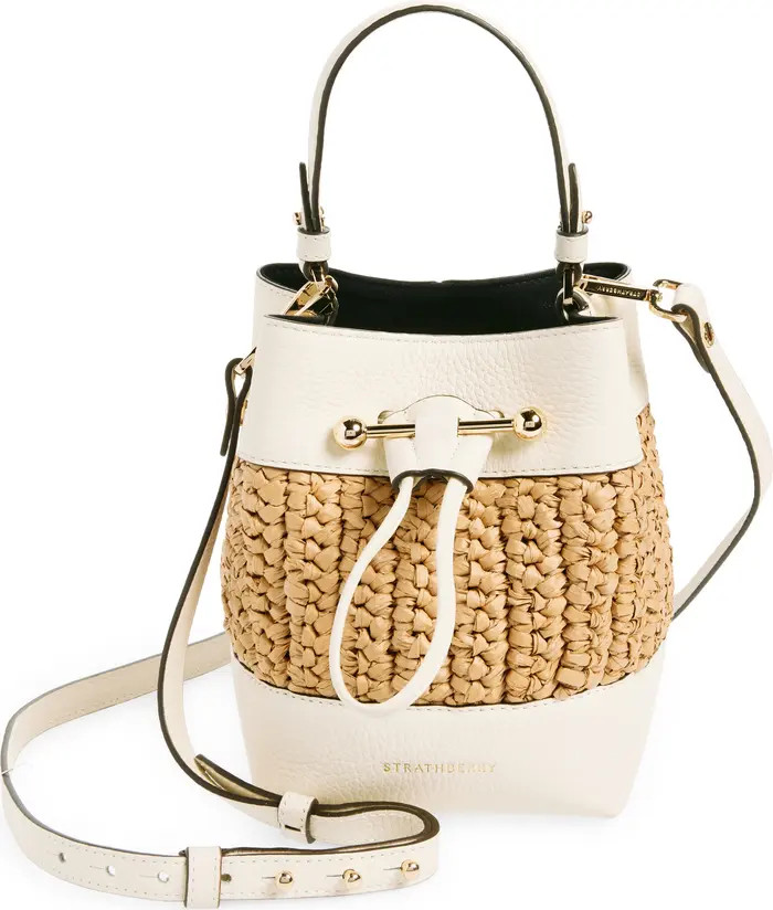 Strathberry Osette Raffia & Leather Bucket Bag | Nordstrom | Nordstrom