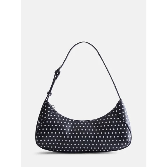Madden NYC Women's Curved Baguette Shoulder Bag, Black and White | Walmart (US)