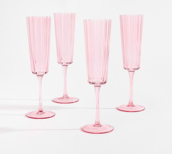 Fluted Glass Champagne Flutes - Set of 4 | Pottery Barn (US)