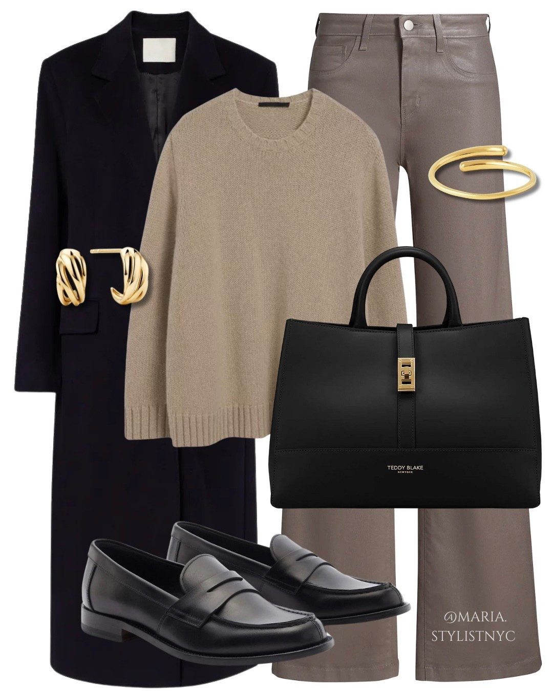 Black Wool Coat + Sweater + Taupe Jeans + Black Loafers + Tote 🖤✨ 

#LTKSeasonal #LTKWorkwear #LTKStyleTip