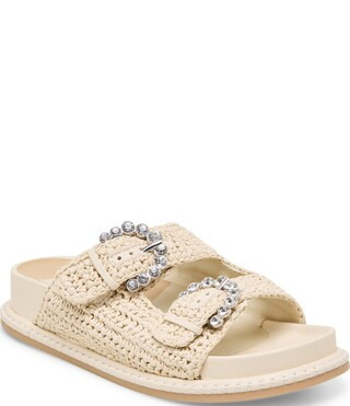 Shauny Raffia Embellished Buckle Platform Sandals | Dillard's