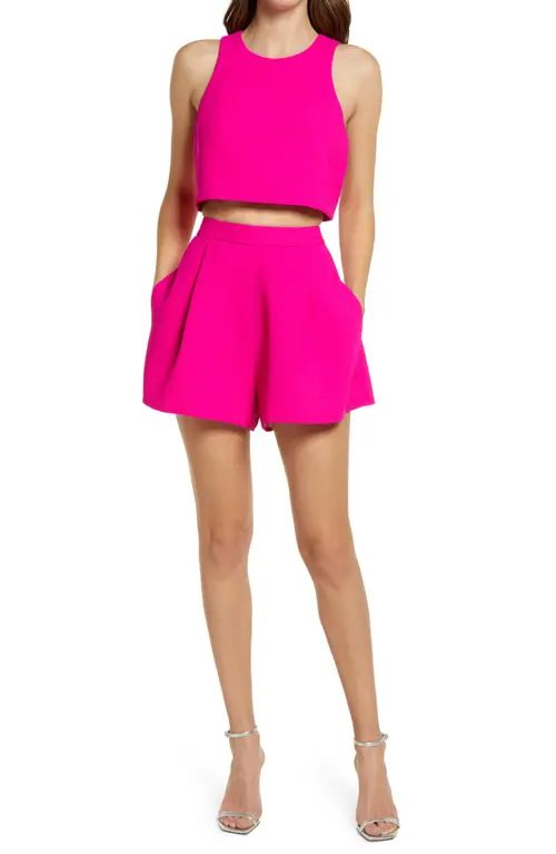 Black Halo Sanibel Crop Top & High Waist Shorts Set in Vibrant Pink at Nordstrom, Size 12 | Nordstrom