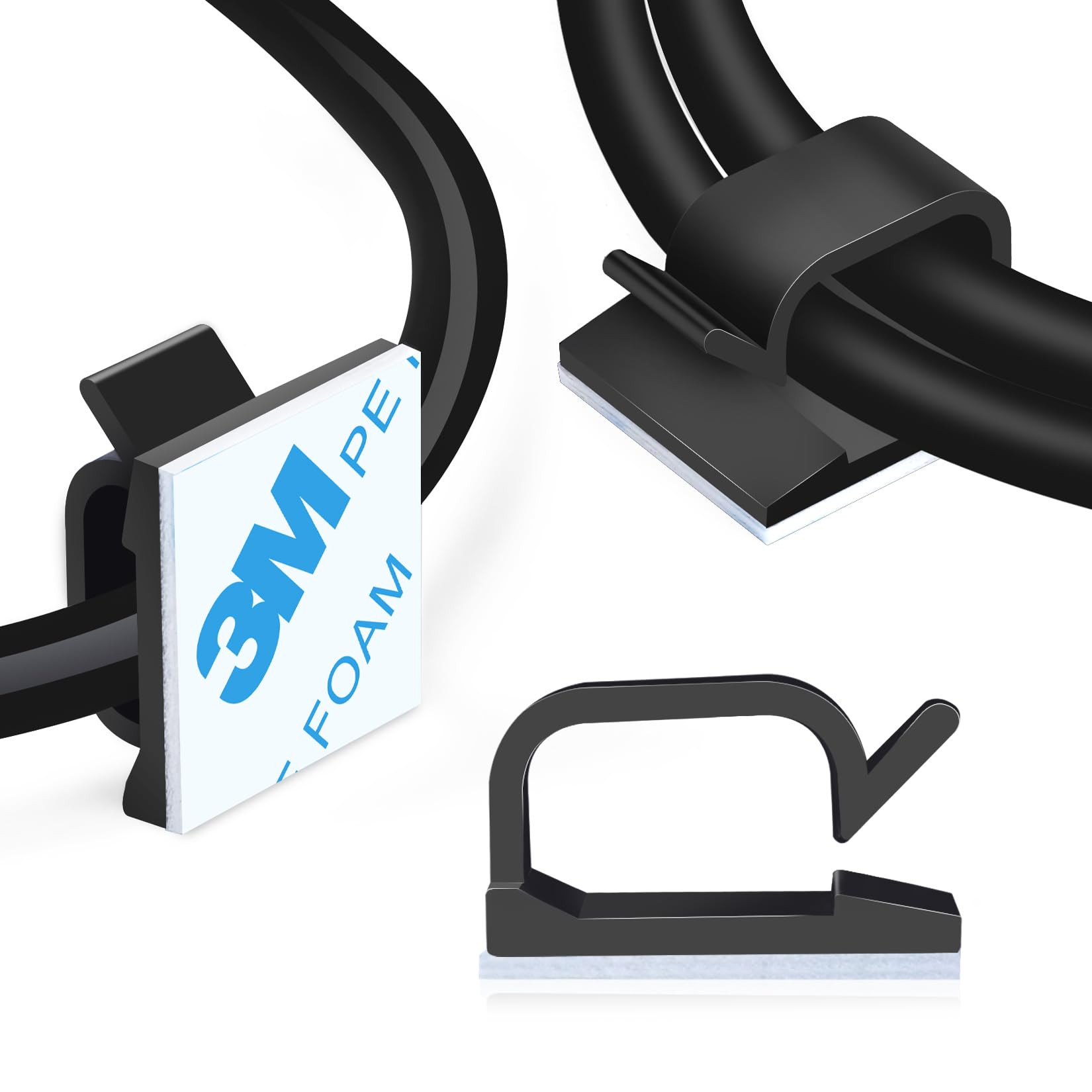 XHF 3/4” Adhesive Cable Wire Clips Black 60pcs, Cable Staples Outdoor Cable Management Wire Org... | Amazon (US)