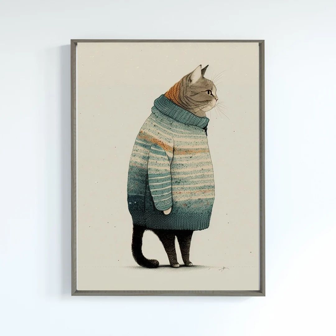 Feline Winter Wonderland Cat Art, Cat Decor, Funny Cat Art, Cat Poster, Minimalistic, Modern, Cat... | Etsy (US)