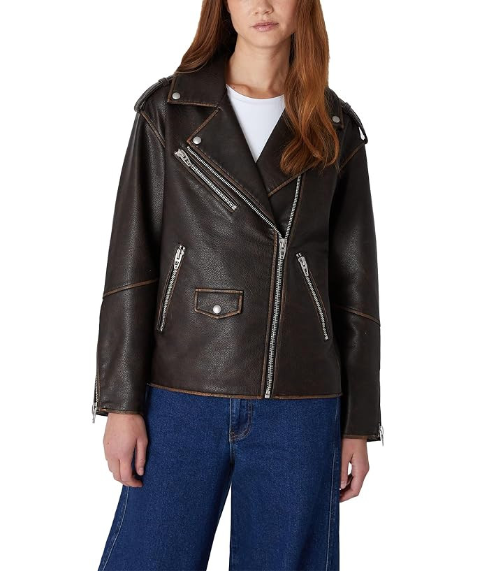 Blank NYC Vegan Leather Moto Jacket Women's Jacket Brown : XS | Zappos.com