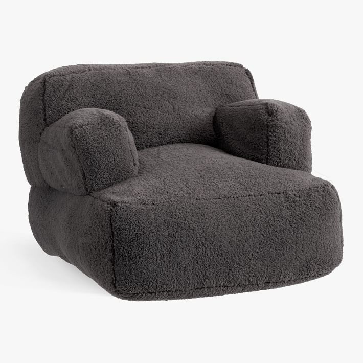 Charcoal Sherpa Faux-Fur Eco-Lounger | Pottery Barn Teen