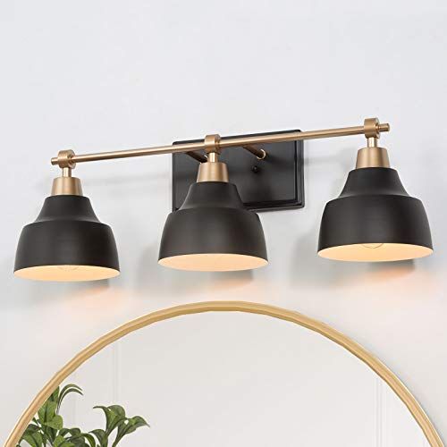 Bathroom Light Fixtures, Farmhouse Bathroom Light Fixtures, 3-Light Bathroom Vanity Light with Black | Amazon (US)