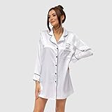 Aquarius, Star Sign, Zodiac, Womens Silk Satin Pajamas Shirt Dress Sleepwear Loungewear Nightwear wi | Amazon (US)