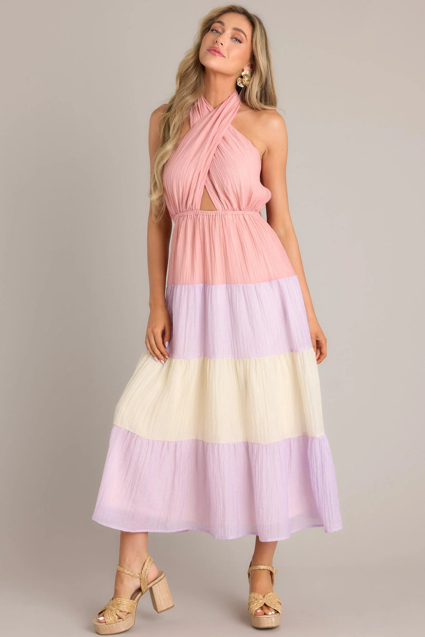 Falling Into Love Pink Multi Maxi Dress | Red Dress