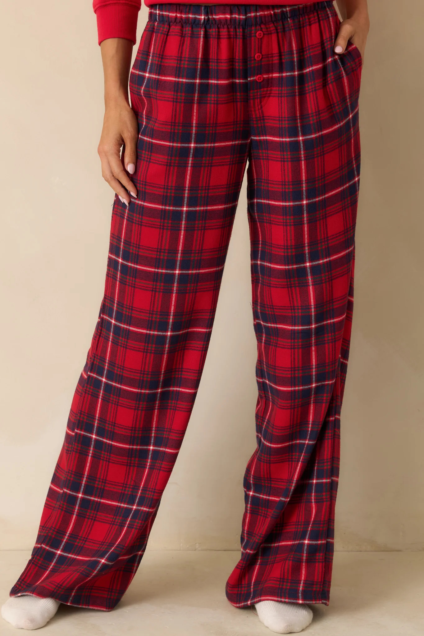 Z Supply Haute Red Hangout Plaid Pajama Pants | Red Dress