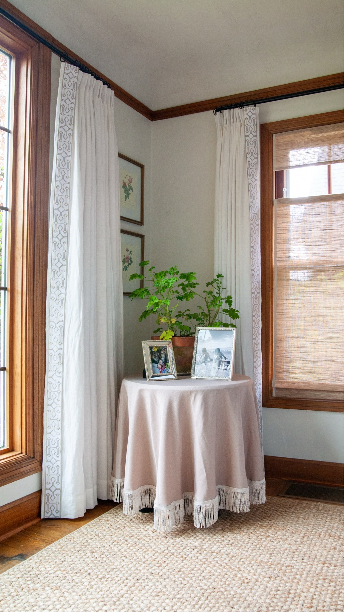 After debating and trying to find the absolute perfect fabric and length for a fringed skirt for this table, I finally decided to just get something that I knew would work! I found this affordable tablecloth and fringe on Amazon and put them together in 14 minutes. So much better! Love this kind of project!

#LTKHome