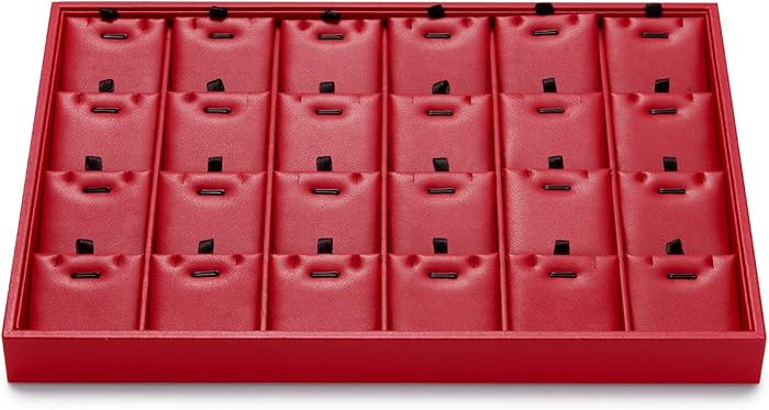 Oirlv Gorgeous Red Leather 24 Grid Jewelry Tray with Removable Inserts Jewelry Cards Stackable Ne... | Amazon (US)