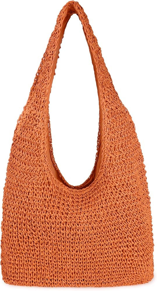 Women Large Straw Beach Bag Handmade Woven Shoulder Bags Hobo Tote Handbag Purse for Summer, Oran... | Amazon (CA)