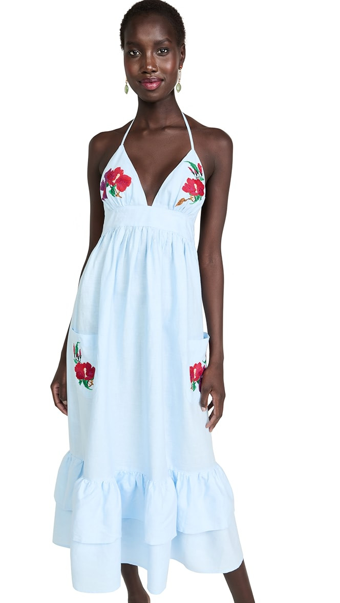 Pamuk Halter Dress Floral Embroidery | Shopbop