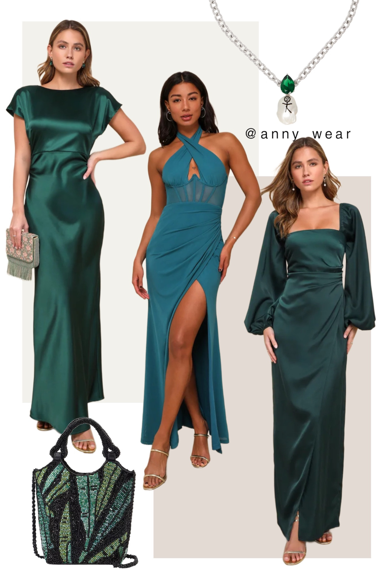 Satin Forest Green Bridesmaid Dresses