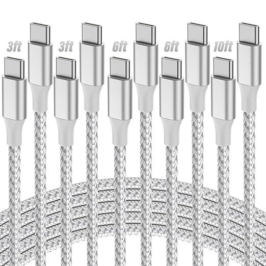 USB C to USB C Cable, 5-Pack [3/3/6/6/10FT] 60W USBC Fast Charging Cable Nylon Braided Type C Cha... | Amazon (US)