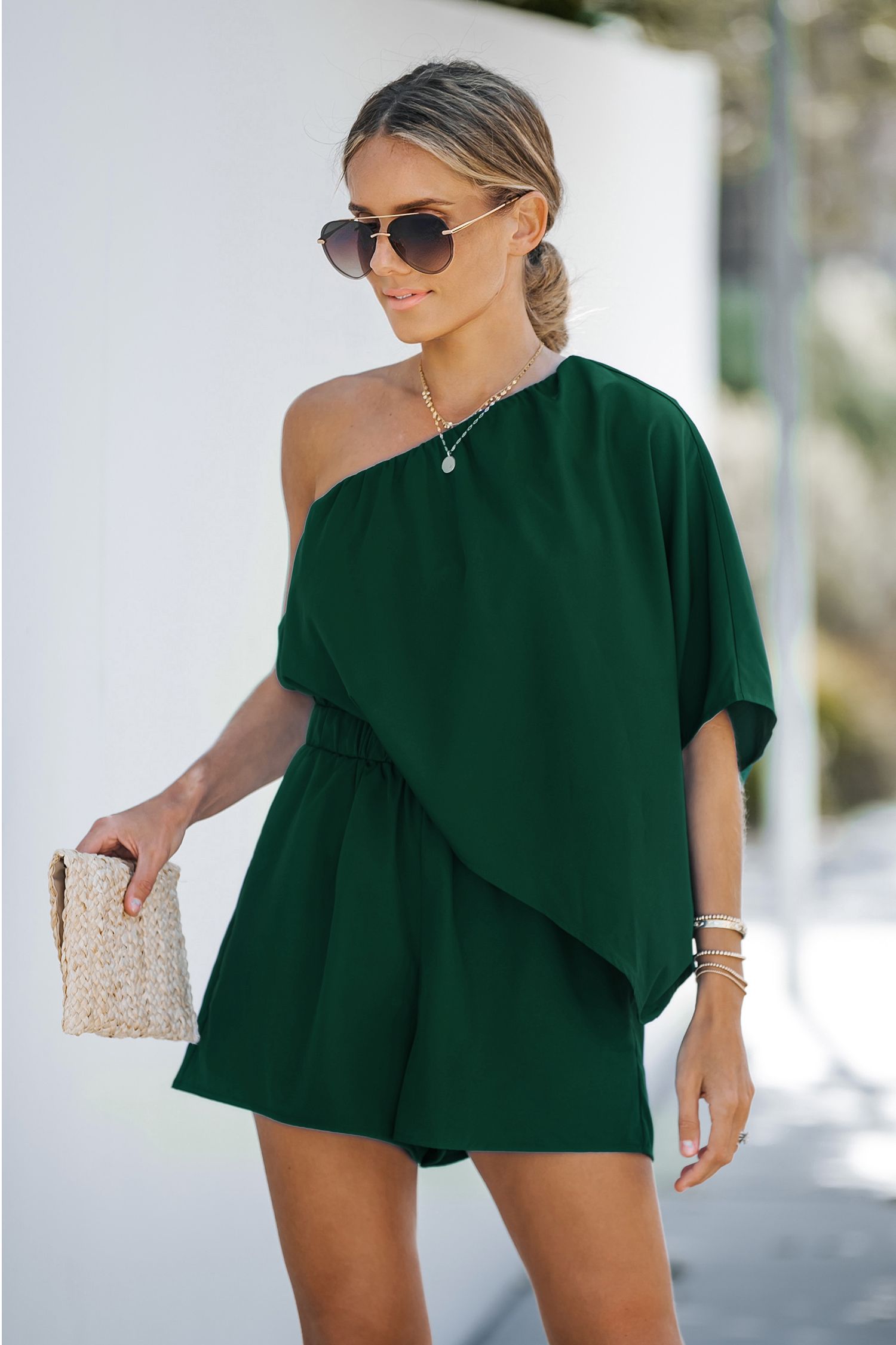 Olive Green One-Shoulder Romper | Cupshe US