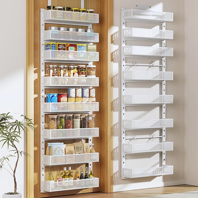 Pantry Door Organizers and Storage, 8-Tier Large Metal Heavy-Duty Frame Over the Door Spice Rack,... | Amazon (US)