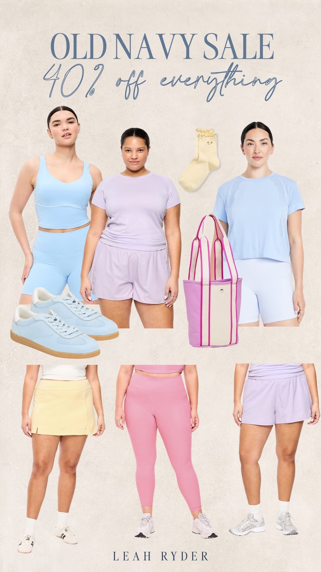 Old Navy activewear sale featuring affordable workout sets, leggings, athletic shorts, tennis skirts, and gym outfits now 40% off. These Old Navy workout clothes include pastel active sets, breathable athletic tops, and comfortable leggings perfect for walking, workouts, or casual athleisure outfits. If you’re looking for budget-friendly activewear, plus size workout clothes, or cute gym outfits during the Old Navy 40% off sale, these pieces are great everyday fitness essentials.

#LTKActive #LTKfitnessgoals #LTKPlusSize