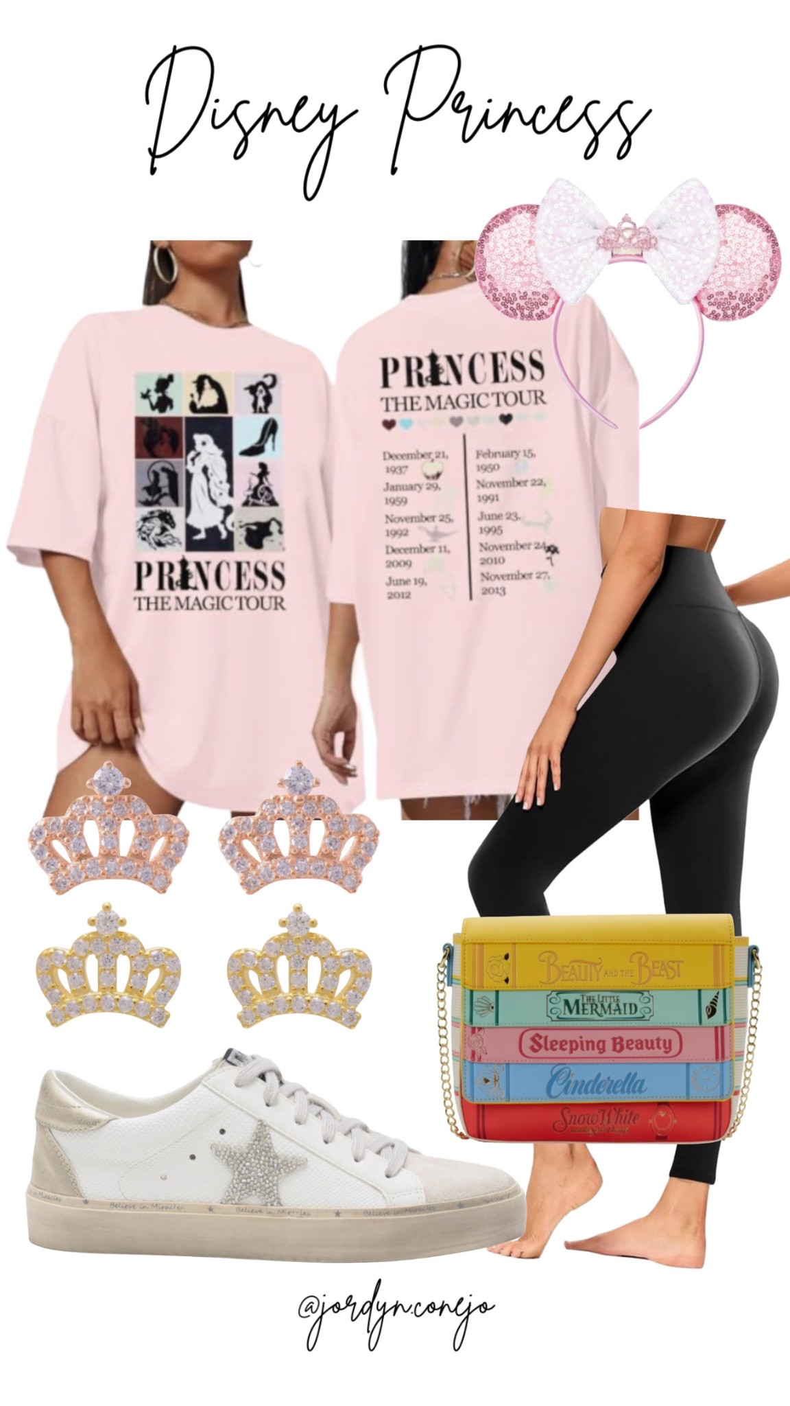 Disney Princess inspired outfit — loving the Taylor Swift vibes 

Disney parks outfit- Taylor Swift- Women’s style- women’s leggings- Disney purse- women’s sneakers- Disney ears- casual style- comfy Disney outfit- crown earrings

#LTKStyleTip #LTKShoeCrush #LTKTravel