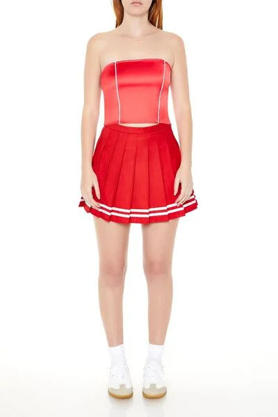 Varsity-Striped Pleated Mini Skirt | Forever 21