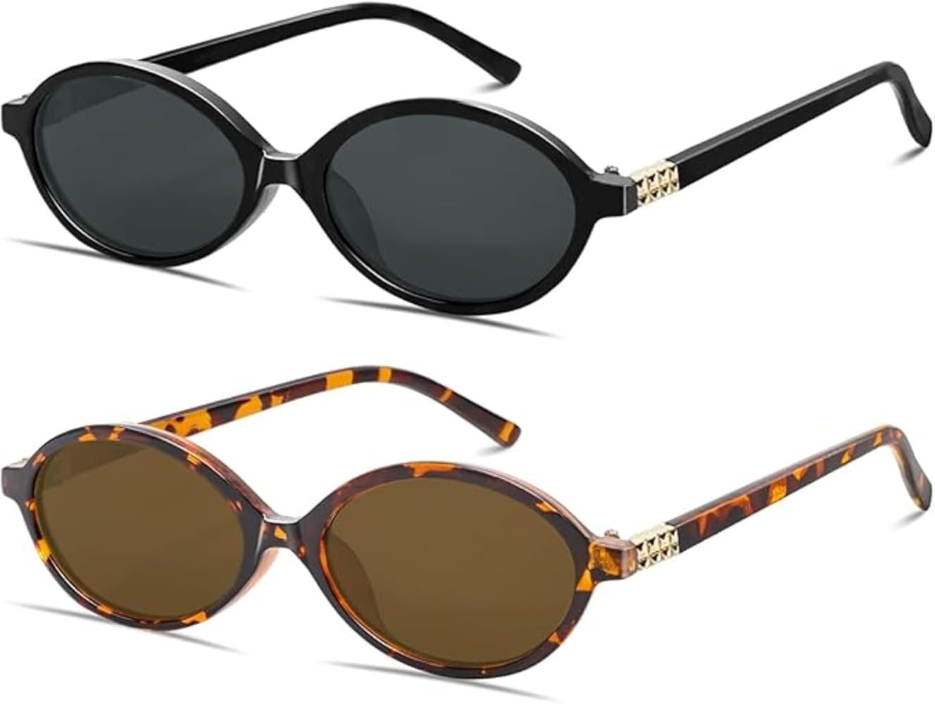 EASYHAUTE Retro Oval Sunglasses for Women, Small Round Sun Glasses Trendy Sunnies with UV400 Prot... | Amazon (US)