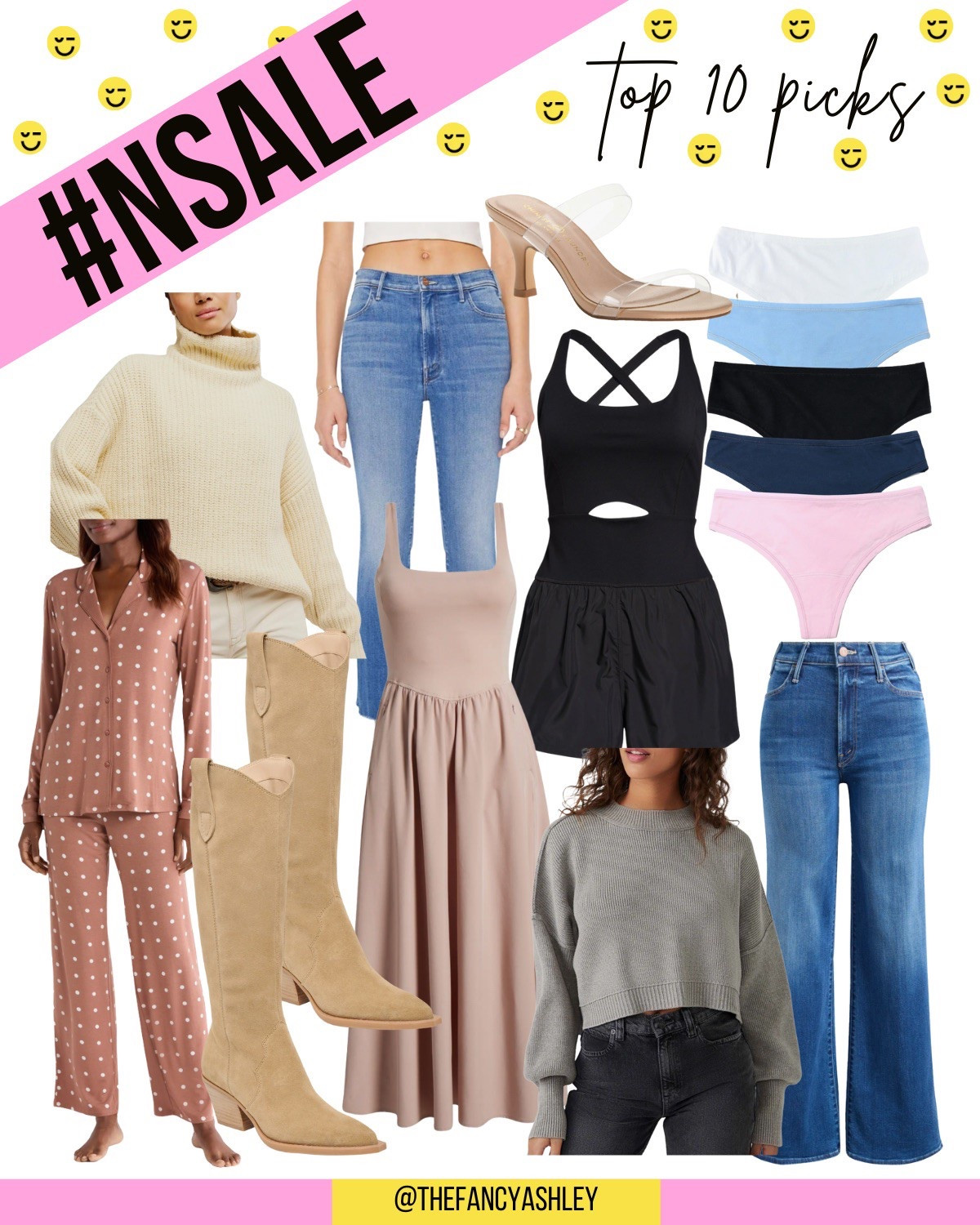 #NSALE is officially LIVE! Rounded up my top 10 picks that are totally "add to cart" worthy. Cozy pajamas, Free People sweaters, a midi dress, must-have denim staples, sandals I’m obsessed with, fall boots, and some cute activewear for the win. SO good!! 

#LTKSeasonal #LTKSaleAlert #LTKStyleTip