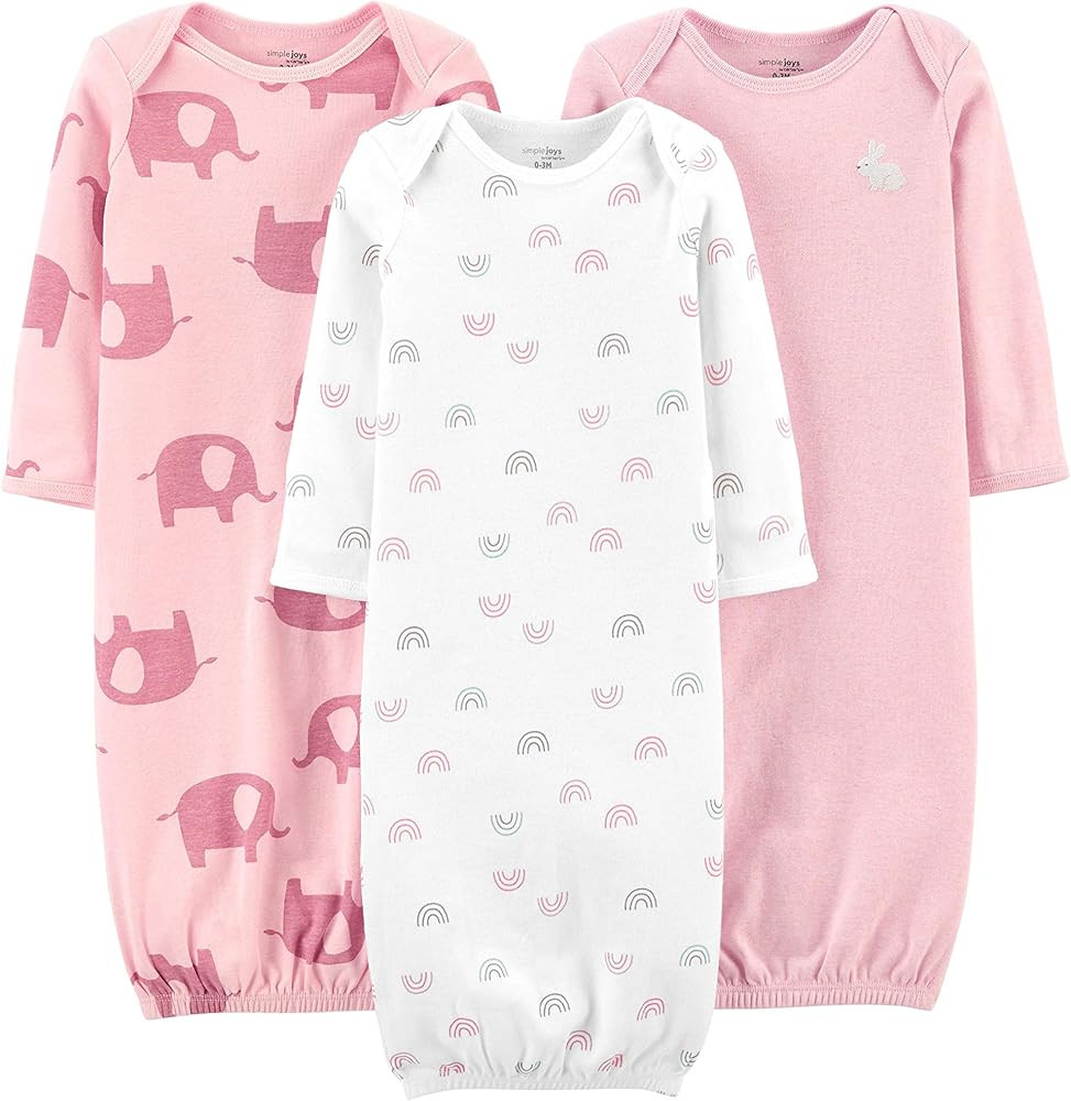 Simple Joys by Carter's Baby Girls' 3-Pack Cotton Sleeper Gown | Amazon (US)