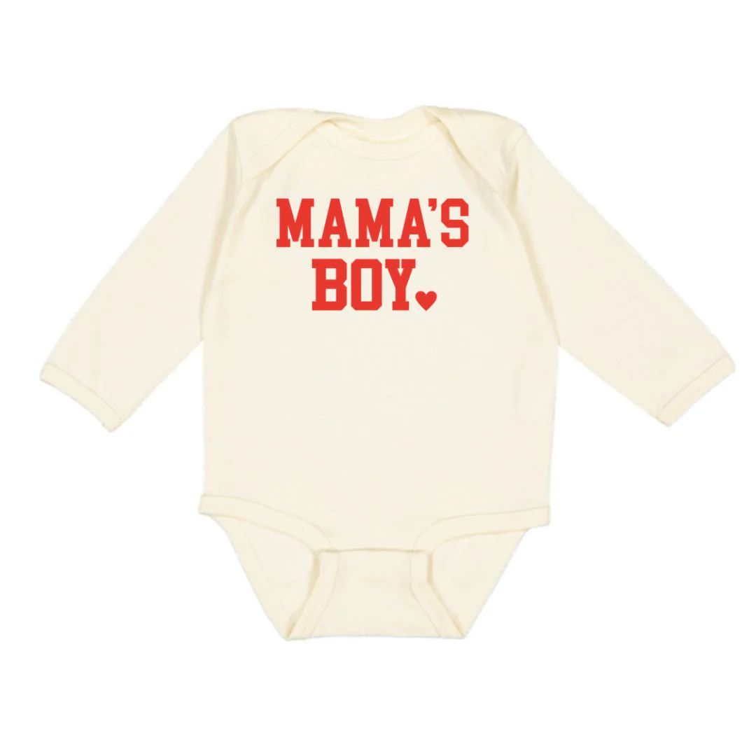 Mama's Boy Valentine's Day Long Sleeve Bodysuit - Natural | Sweet Wink