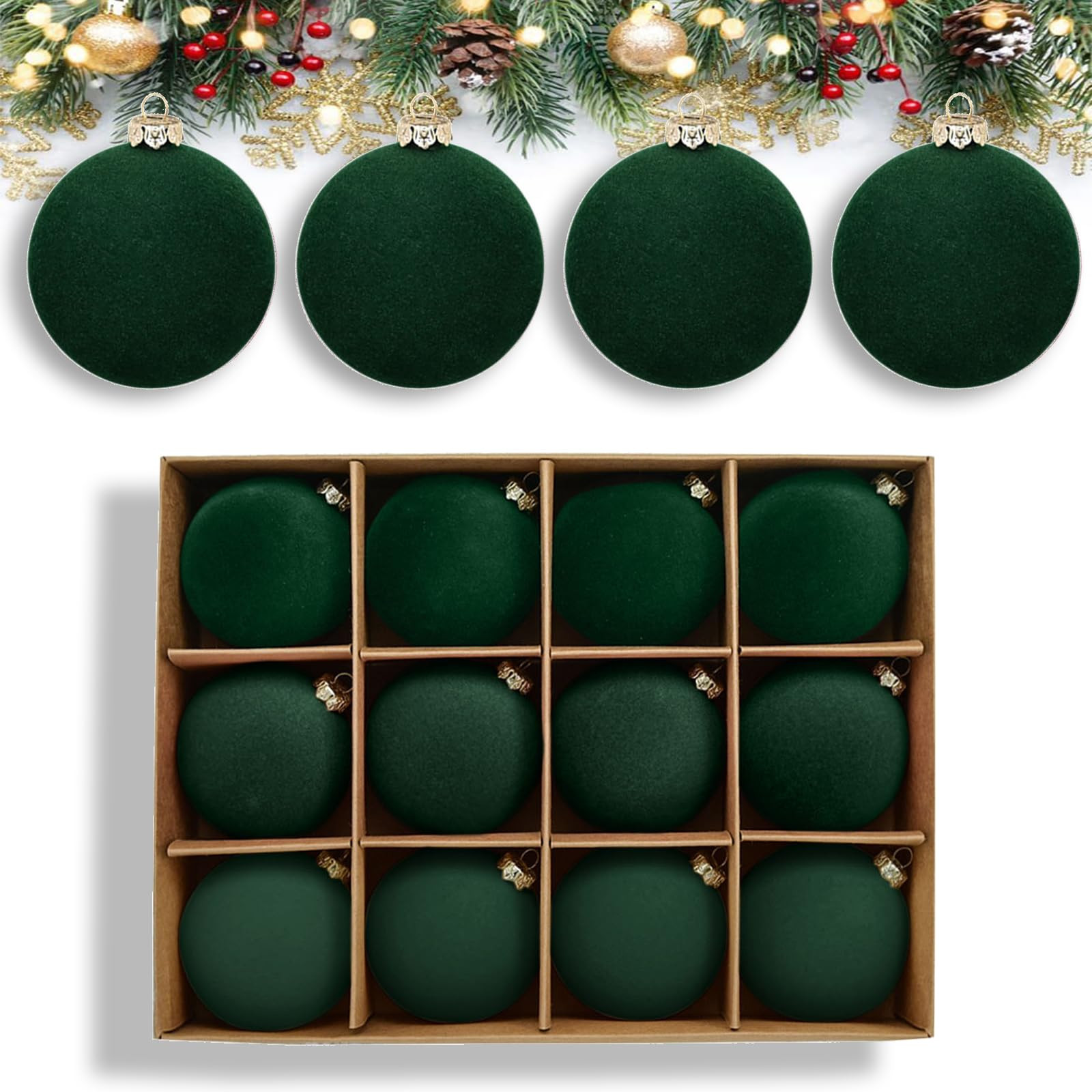 Dark Green Velvet Ornaments for Christmas Tree - 12PCS Velvet Christmas Ornaments Balls 2.36'' - ... | Amazon (CA)