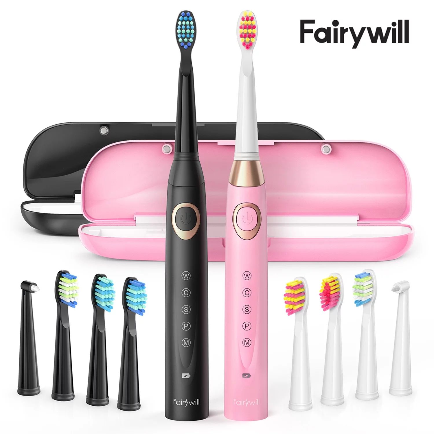 Fairywill Ultrasonic Electric Toothbrush with 5 Modes , Dual Pack Sonic Rechargeable Toothbrush f... | Walmart (US)