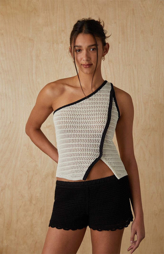 Your Favorite Women's Colette One Shoulder Knit Top in Sand - Size Medium | PacSun