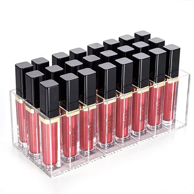 HBlife Lip Gloss Holder Organizer, 24 Spaces Clear Acrylic Makeup Lipgloss Display Case | Amazon (US)