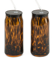 Set Of 2 21oz Glass Leopard Sippers | Kitchen & Dining Room | Marshalls | Marshalls