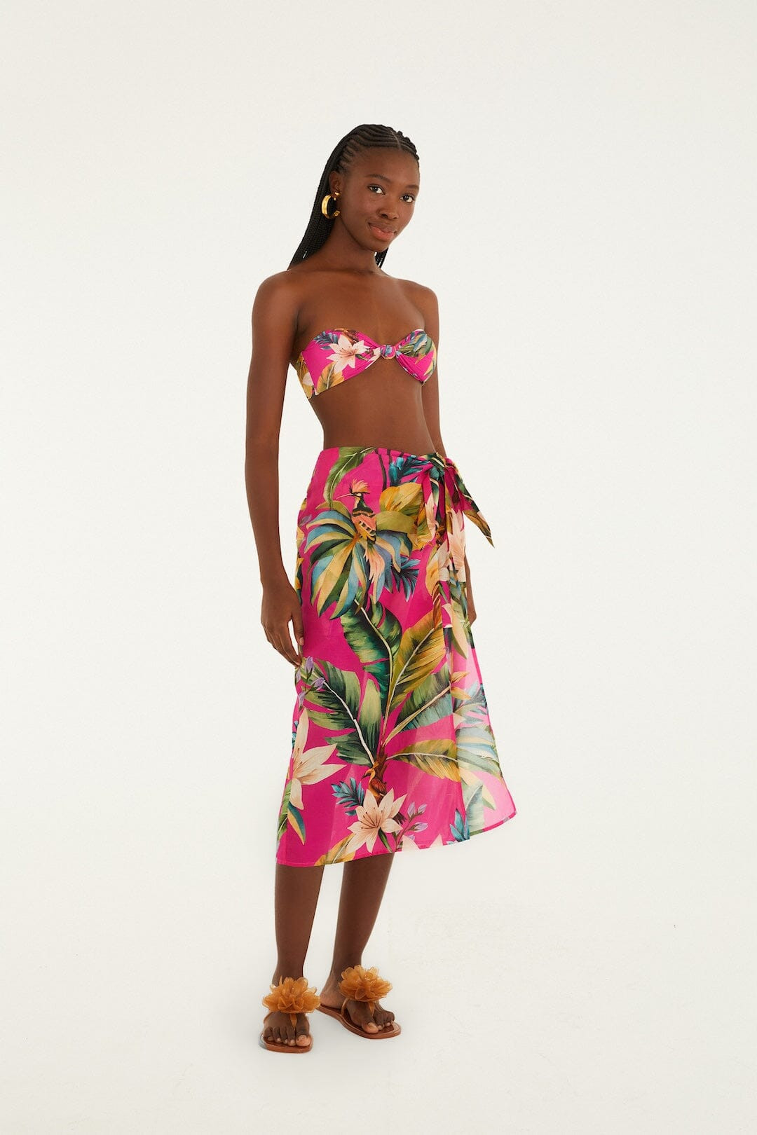 Pink Tropicalia Side Slit Midi Skirt | FARM Rio | Farm Rio UK