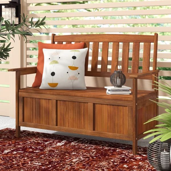 Romney Dark Red Meranti Wood Outdoor Bench | Wayfair North America